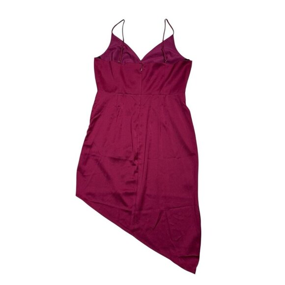 BCBGeneration Sz 12 Dress Shirred Ruched Asymmetrical Cami Burgundy Coquette New - Picture 4 of 6